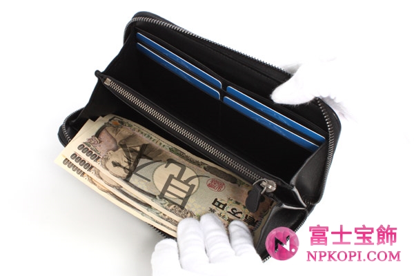 ボッテガヴェネタ シープスキン 長財布 ブラック 114076V001N1000